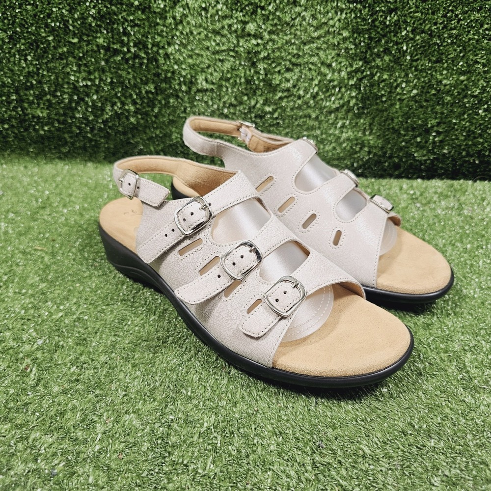 SAS Mystic Web Lined Leather Strappy Wedge Comfort Sandals Womens Size 11